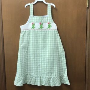 Zucchini smocked dress embroidered alligator